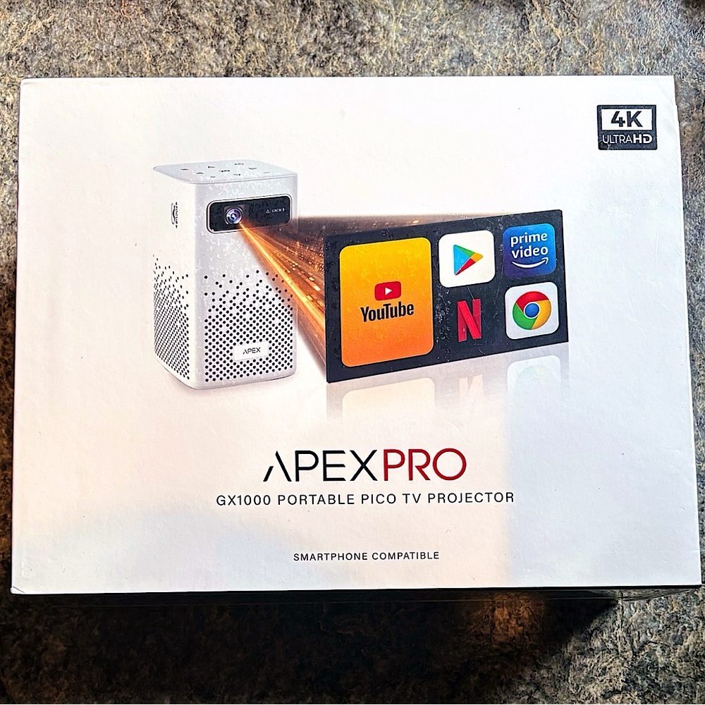 APEX PRO GX1000 Portable Video TV Movie Image Projector 4k HD Streaming WiFi NEW